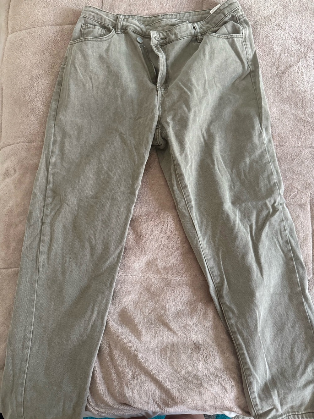Shein Light Green Symmetrical Button Up Jeans